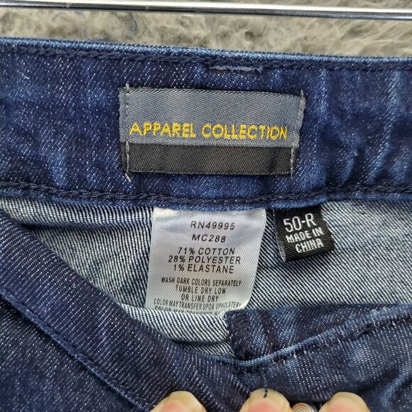 Apparel Collection Jeans Mens 50x32 Blue McDonald's Straight Fit Stretch Denim - Picture 2 of 10